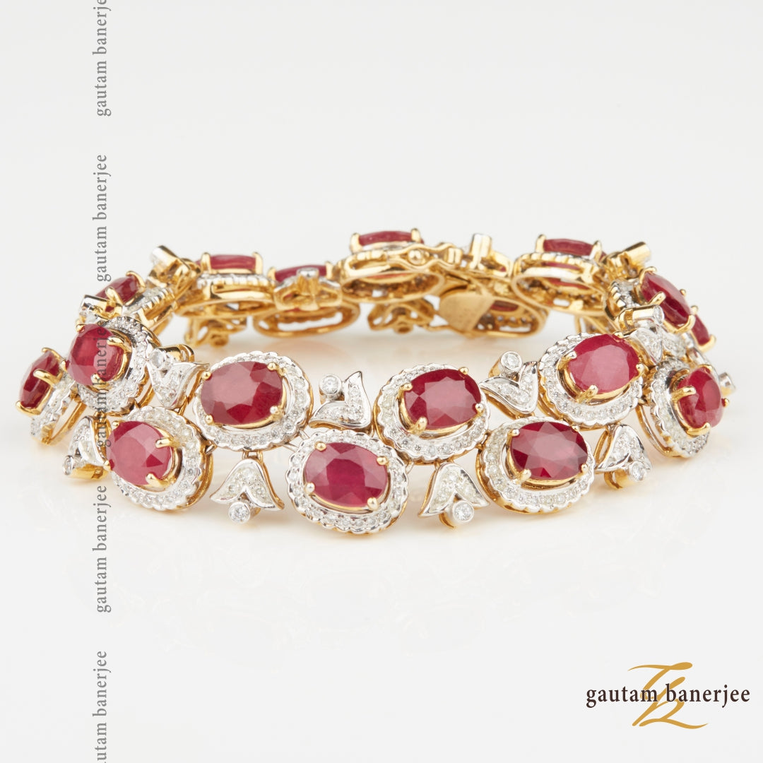 Uneek Precious Collection Halo Oval Shaped Ruby Tennis Brace | Aires  Jewelers | Morris Plains, NJ