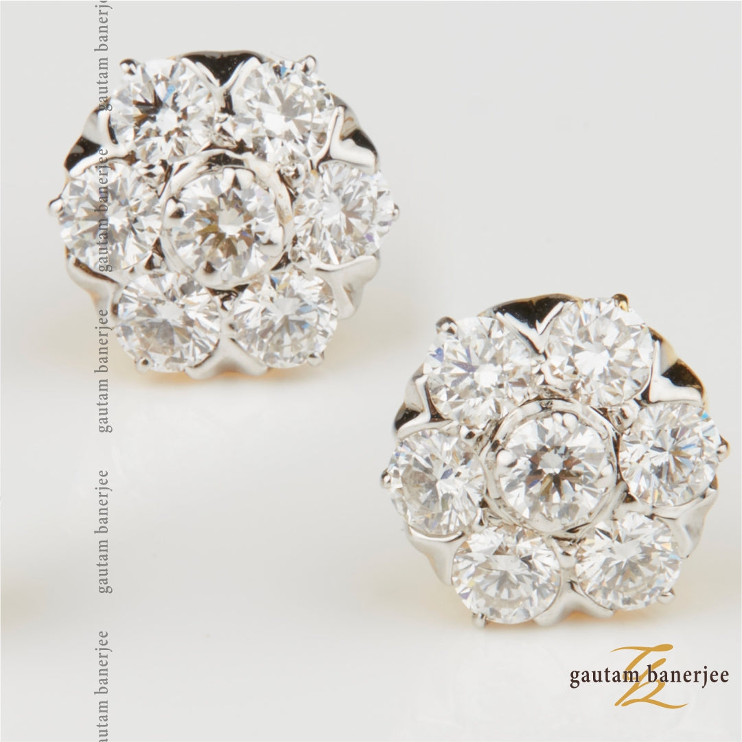 Gift daily wear semi beaded diamond stud earrings  Radiant Bay