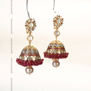 Joyful Ruby Jhumkas  | E603